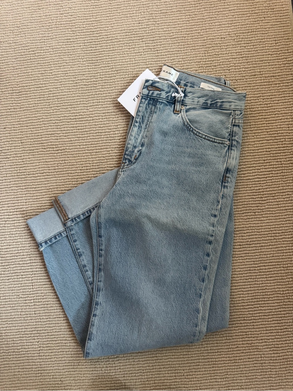 Frame Denim Straight Leg Jeans in Light Blue Wash